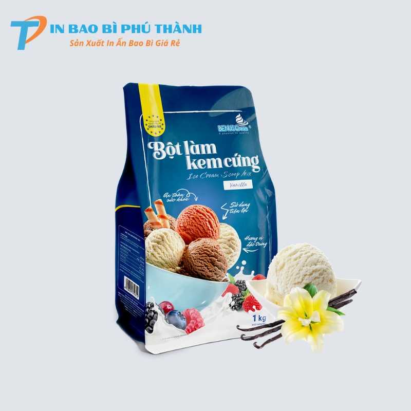 Bao bì 8 biên cao cấp đựng bột làm kem