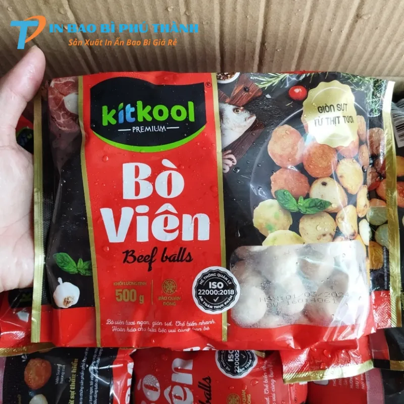 Bao bì đựng bò viên hàn lưng giữa cao cấp