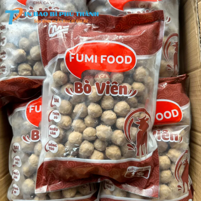 Bao bì đựng bò viên màng ghép hàn 3 biên