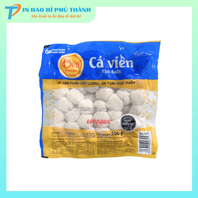 Bao bì đựng cá viên in ấn theo yêu cầu sắc nét