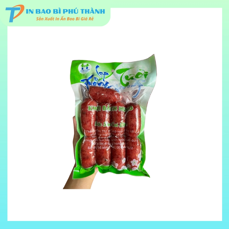 Bao bì đựng lạp xưởng thiết kế in theo yêu cầu