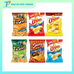Bao bì đựng snack khoai tây đẹp, nhiều màu sắc