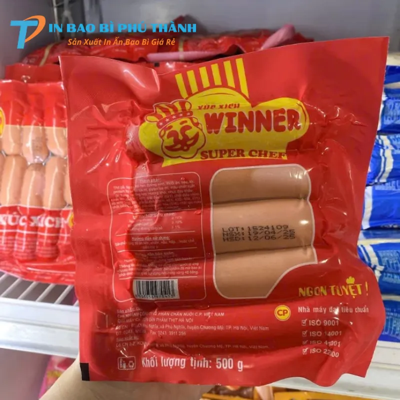 Bao bì đựng xúc xích màng ghép dày dặn