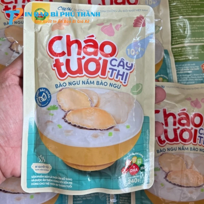 Bao bì ép 3 biên đựng cháo tươi phổ biến