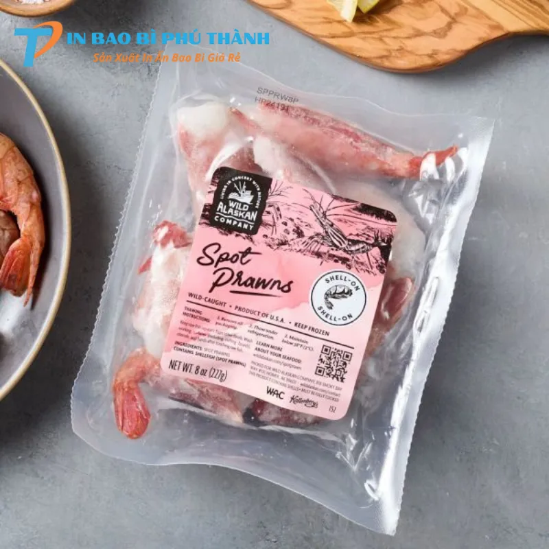 Bao bì ép 3 biên đựng tôm đông lạnh