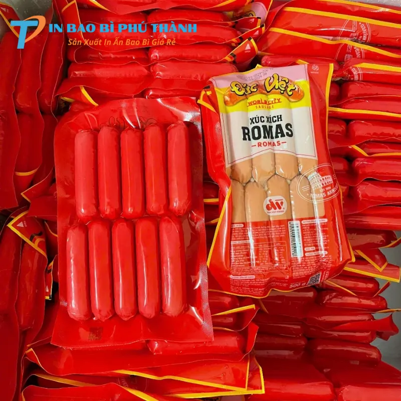 Bao bì ép 3 biên đựng xúc xích 
