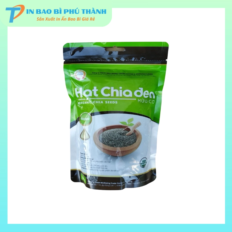 Bao bì hạt chia đáy đứng có khóa zipper