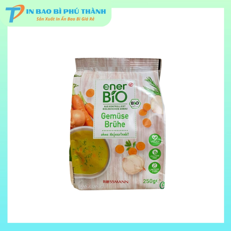 Bao bì hạt nêm rau củ in ấn đẹp mắt