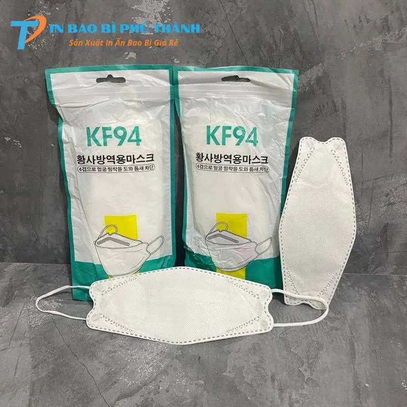 Bao bì khẩu trang KF94 có khoá zip cao cấp