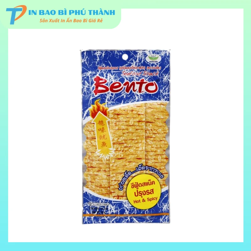 Bao bì khô mực ăn vặt thiết kế đục lỗ treo