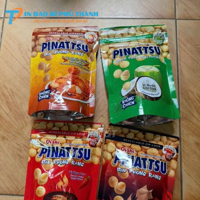 Bao bì khoá zip đáy đứng đựng đậu phộng