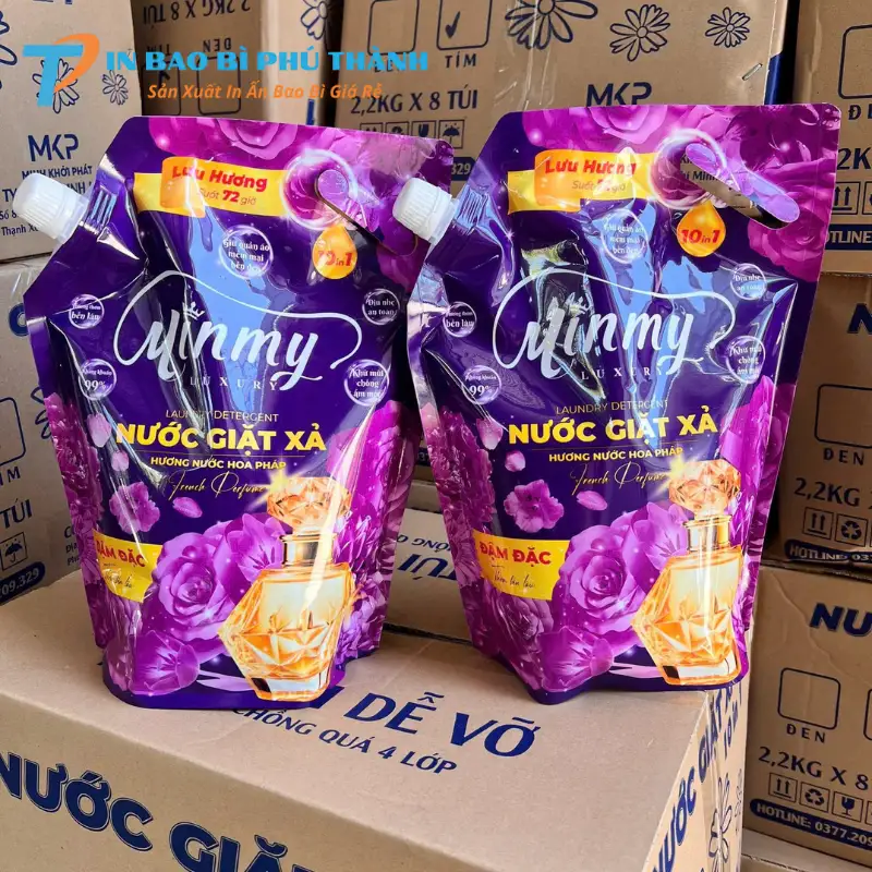 Bao bì túi nước giặt in ấn màu sắc nét