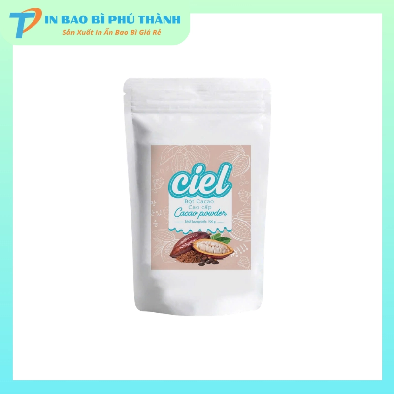 Bao bì zipper đáy đứng đựng bột cacao cao cấp