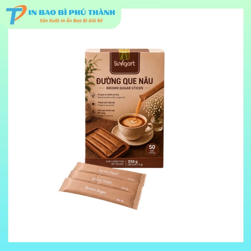 Hộp bao bì đường que 50 gói