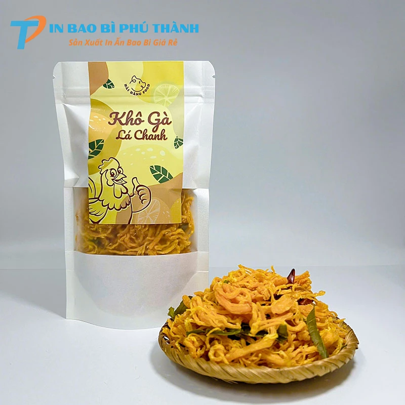 Túi zipper đáy đứng có cửa sổ đựng khô gà 